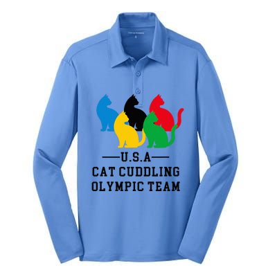 Cat Cuddling Team Silk Touch Performance Long Sleeve Polo