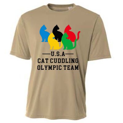 Cat Cuddling Team Cooling Performance Crew T-Shirt