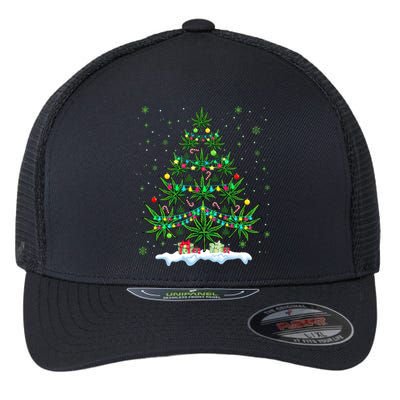 Cannabis Christmas Tree Xmas Funny Smoking Weed Marijuana Flexfit Unipanel Trucker Cap