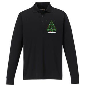 Cannabis Christmas Tree Xmas Funny Smoking Weed Marijuana Performance Long Sleeve Polo