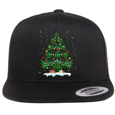 Cannabis Christmas Tree Xmas Funny Smoking Weed Marijuana Flat Bill Trucker Hat