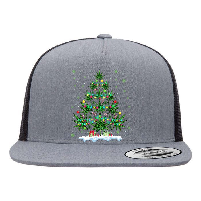 Cannabis Christmas Tree Xmas Funny Smoking Weed Marijuana Flat Bill Trucker Hat