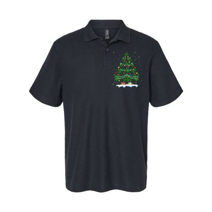 Cannabis Christmas Tree Xmas Funny Smoking Weed Marijuana Softstyle Adult Sport Polo