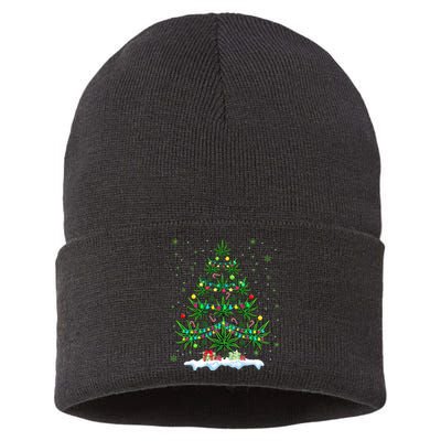 Cannabis Christmas Tree Xmas Funny Smoking Weed Marijuana Sustainable Knit Beanie