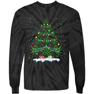 Cannabis Christmas Tree Xmas Funny Smoking Weed Marijuana Tie-Dye Long Sleeve Shirt