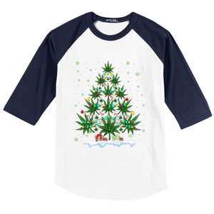 Cannabis Christmas Tree Xmas Funny Smoking Weed Marijuana Baseball Sleeve Shirt