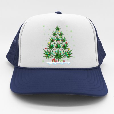 Cannabis Christmas Tree Xmas Funny Smoking Weed Marijuana Trucker Hat