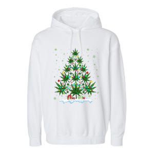 Cannabis Christmas Tree Xmas Funny Smoking Weed Marijuana Garment-Dyed Fleece Hoodie