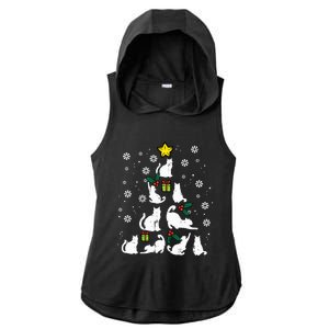 Cats Christmas Tree Cute Cat Lover Xmas Winter Ladies PosiCharge Tri-Blend Wicking Draft Hoodie Tank