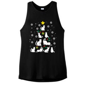 Cats Christmas Tree Cute Cat Lover Xmas Winter Ladies PosiCharge Tri-Blend Wicking Tank