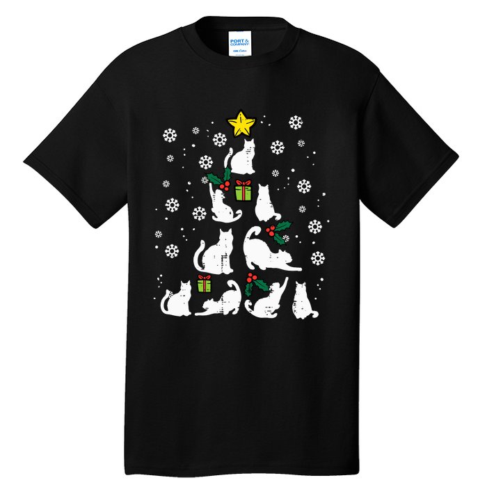 Cats Christmas Tree Cute Cat Lover Xmas Winter Tall T-Shirt