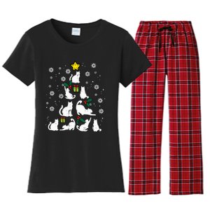 Cats Christmas Tree Cute Cat Lover Xmas Winter Women's Flannel Pajama Set