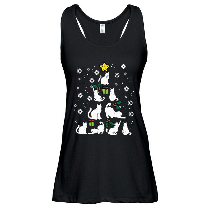 Cats Christmas Tree Cute Cat Lover Xmas Winter Ladies Essential Flowy Tank