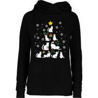 Cats Christmas Tree Cute Cat Lover Xmas Winter Womens Funnel Neck Pullover Hood