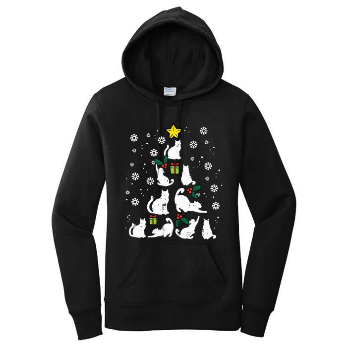 Cats Christmas Tree Cute Cat Lover Xmas Winter Women's Pullover Hoodie