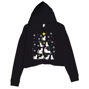 Cats Christmas Tree Cute Cat Lover Xmas Winter Crop Fleece Hoodie