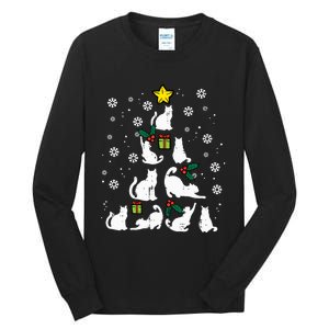 Cats Christmas Tree Cute Cat Lover Xmas Winter Tall Long Sleeve T-Shirt