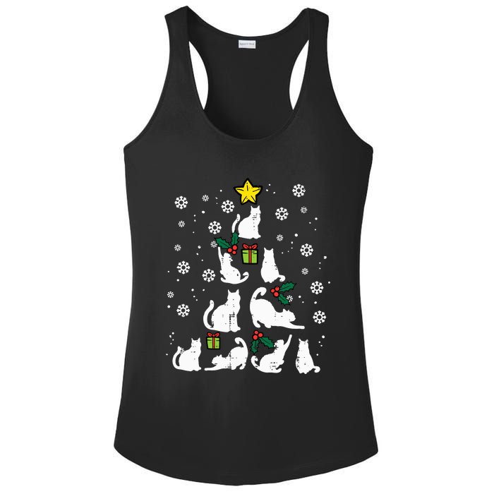 Cats Christmas Tree Cute Cat Lover Xmas Winter Ladies PosiCharge Competitor Racerback Tank