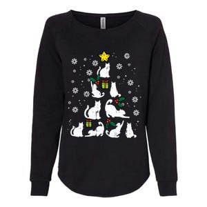 Cats Christmas Tree Cute Cat Lover Xmas Winter Womens California Wash Sweatshirt