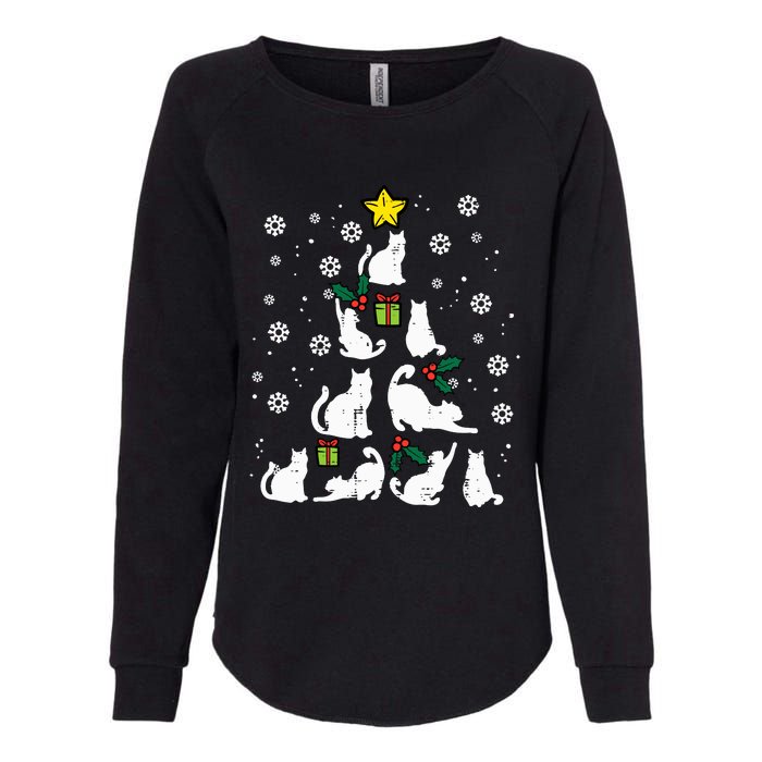 Cats Christmas Tree Cute Cat Lover Xmas Winter Womens California Wash Sweatshirt