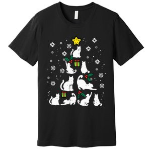 Cats Christmas Tree Cute Cat Lover Xmas Winter Premium T-Shirt