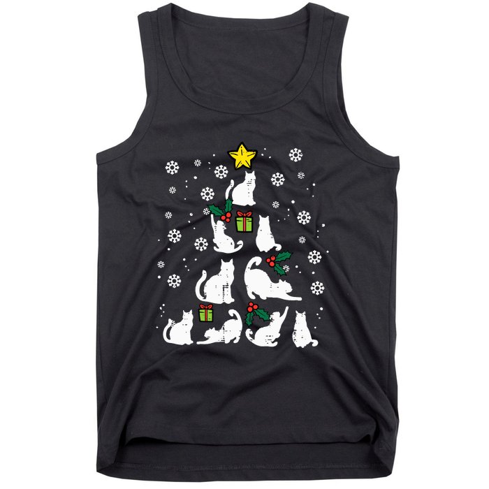 Cats Christmas Tree Cute Cat Lover Xmas Winter Tank Top