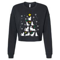 Cats Christmas Tree Cute Cat Lover Xmas Winter Cropped Pullover Crew