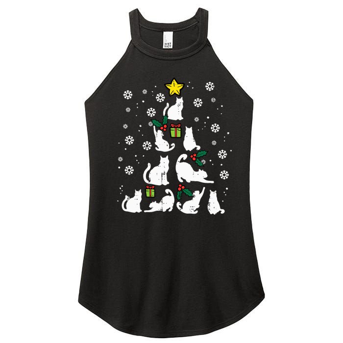 Cats Christmas Tree Cute Cat Lover Xmas Winter Women's Perfect Tri Rocker Tank