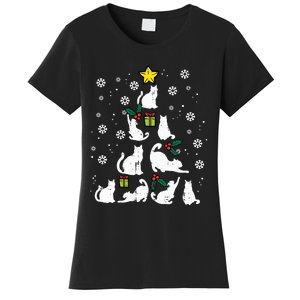 Cats Christmas Tree Cute Cat Lover Xmas Winter Women's T-Shirt