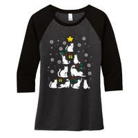 Cats Christmas Tree Cute Cat Lover Xmas Winter Women's Tri-Blend 3/4-Sleeve Raglan Shirt