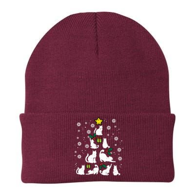 Cats Christmas Tree Cute Cat Lover Xmas Winter Knit Cap Winter Beanie