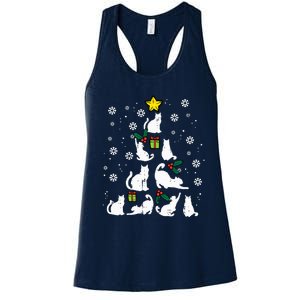 Cats Christmas Tree Cute Cat Lover Xmas Winter Women's Racerback Tank