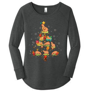 Capybara Christmas Tree Merry Christmas Animal Zookeeper Women's Perfect Tri Tunic Long Sleeve Shirt