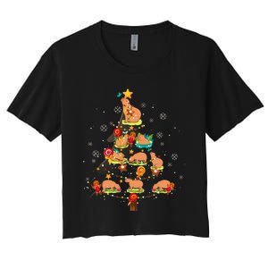 Capybara Christmas Tree Merry Christmas Animal Zookeeper Women's Crop Top Tee