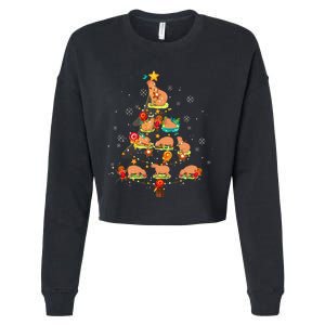 Capybara Christmas Tree Merry Christmas Animal Zookeeper Cropped Pullover Crew