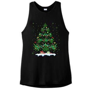 Cannabis Christmas Tree Xmas Funny Smoking Weed Marijuana Ladies PosiCharge Tri-Blend Wicking Tank