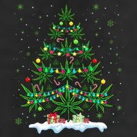 Cannabis Christmas Tree Xmas Funny Smoking Weed Marijuana 7 Panel Mesh Trucker Snapback Hat