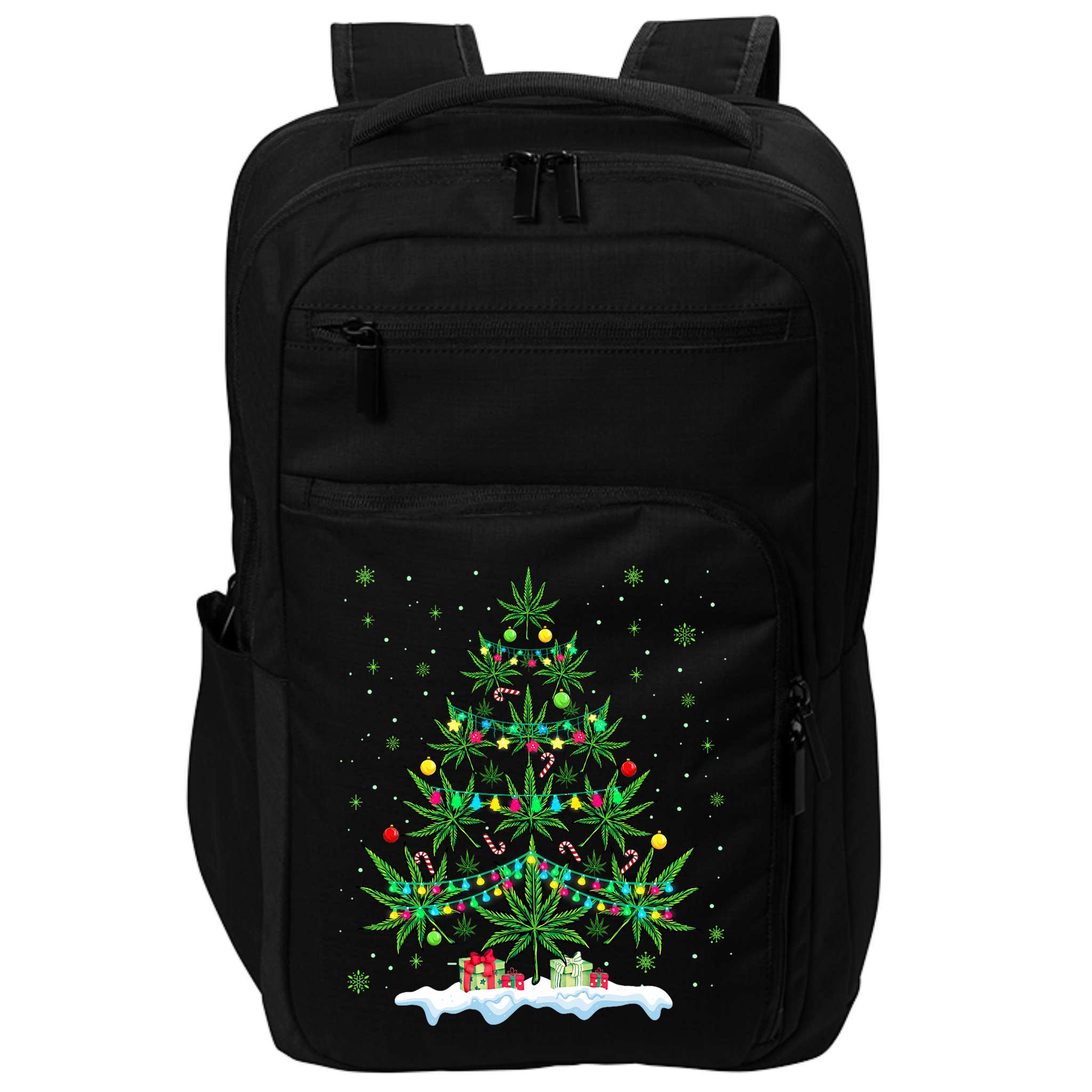 Cannabis Christmas Tree Xmas Funny Smoking Weed Marijuana Impact Tech Backpack