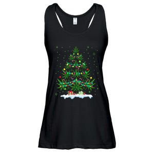 Cannabis Christmas Tree Xmas Funny Smoking Weed Marijuana Ladies Essential Flowy Tank