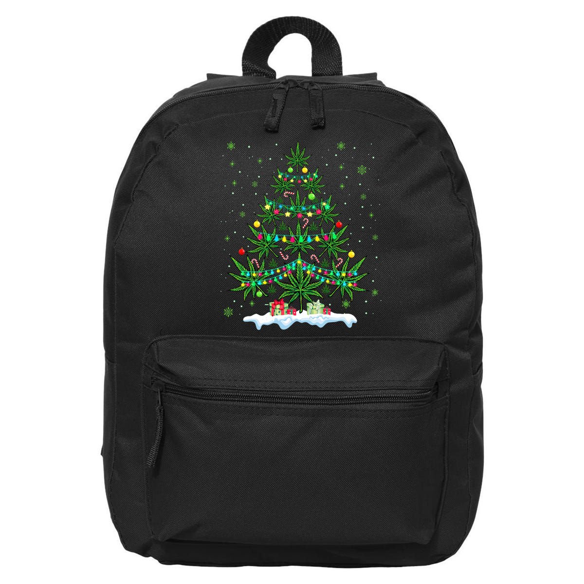 Cannabis Christmas Tree Xmas Funny Smoking Weed Marijuana 16 in Basic Backpack