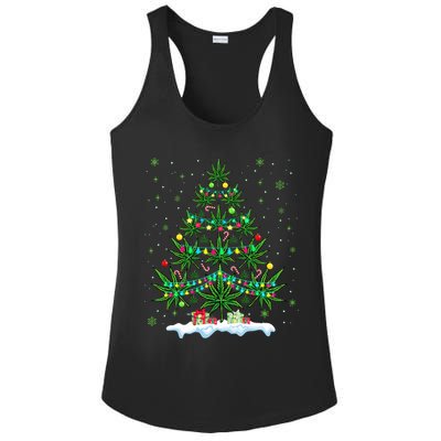 Cannabis Christmas Tree Xmas Funny Smoking Weed Marijuana Ladies PosiCharge Competitor Racerback Tank