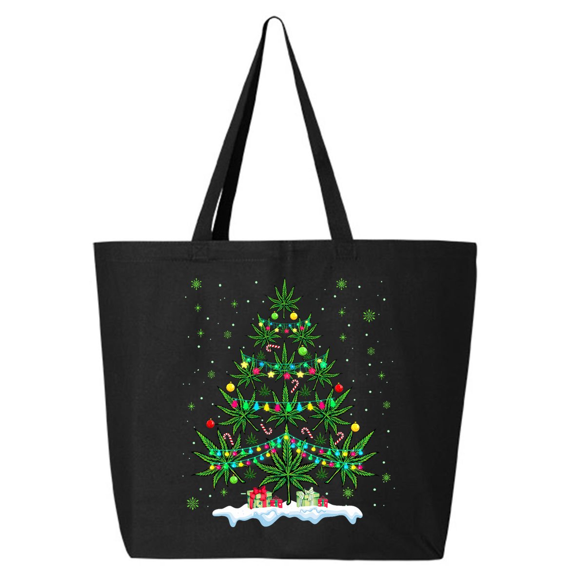 Cannabis Christmas Tree Xmas Funny Smoking Weed Marijuana 25L Jumbo Tote