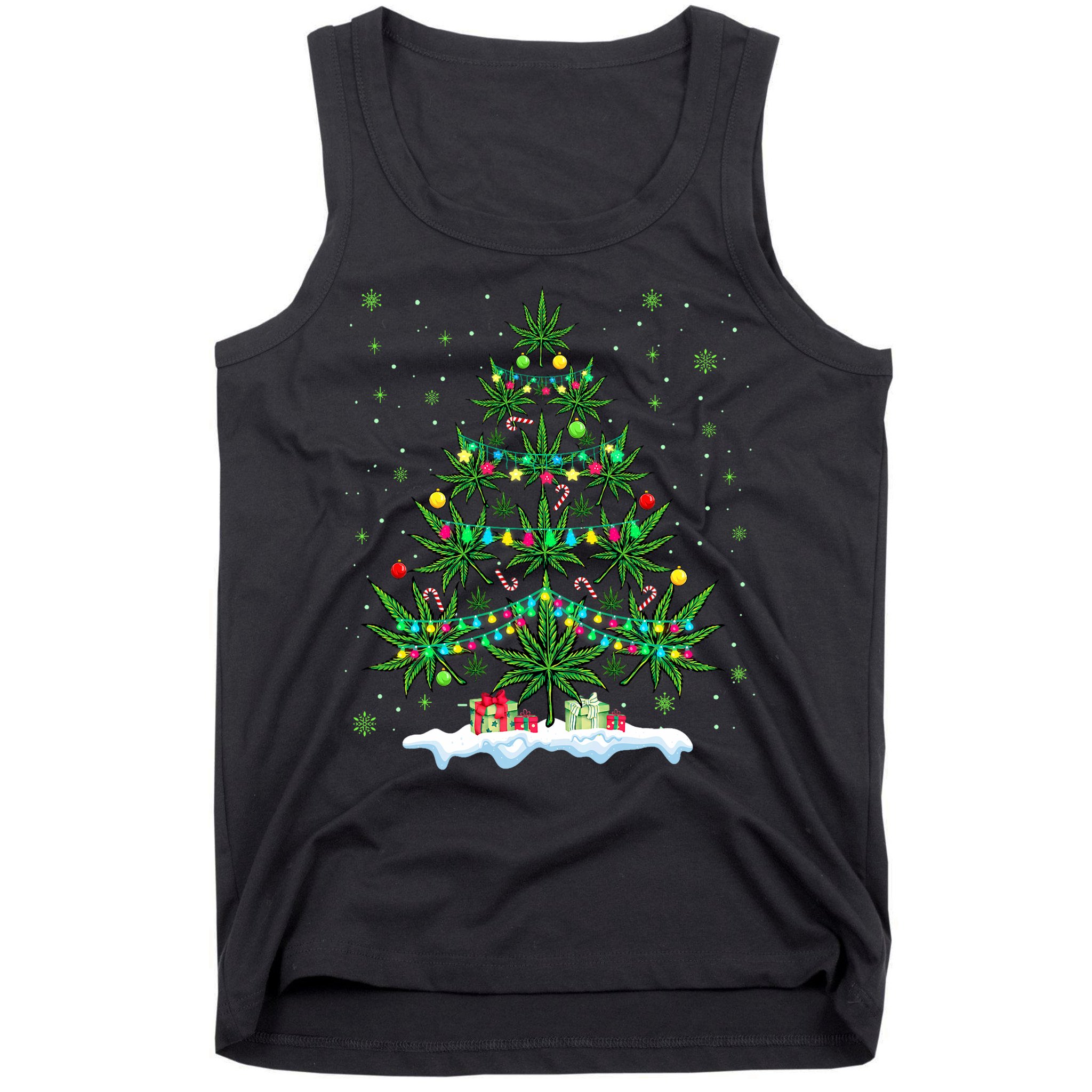 Cannabis Christmas Tree Xmas Funny Smoking Weed Marijuana Tank Top