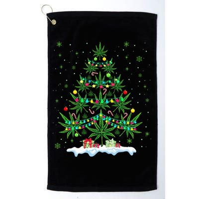 Cannabis Christmas Tree Xmas Funny Smoking Weed Marijuana Golf Towel