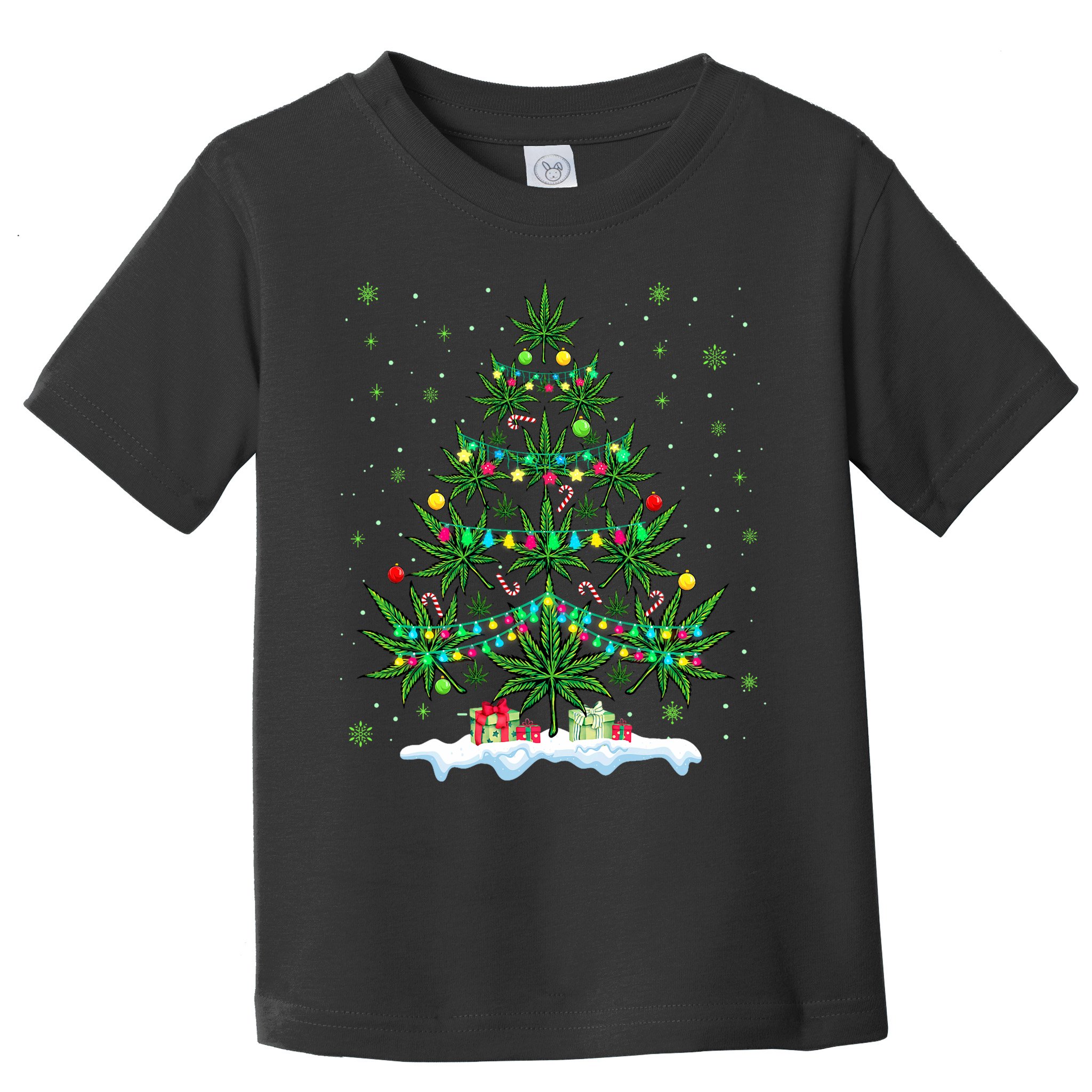 Cannabis Christmas Tree Xmas Funny Smoking Weed Marijuana Toddler T-Shirt