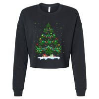 Cannabis Christmas Tree Xmas Funny Smoking Weed Marijuana Cropped Pullover Crew