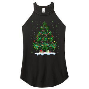 Cannabis Christmas Tree Xmas Funny Smoking Weed Marijuana Women's Perfect Tri Rocker Tank