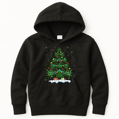 Cannabis Christmas Tree Xmas Funny Smoking Weed Marijuana Kids Hoodie