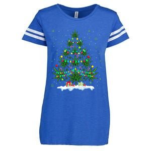 Cannabis Christmas Tree Xmas Funny Smoking Weed Marijuana Enza Ladies Jersey Football T-Shirt