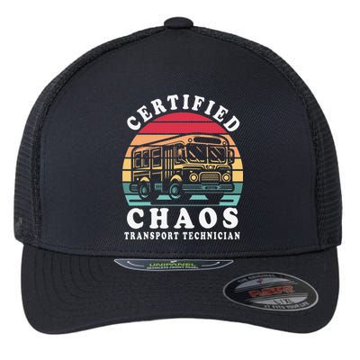 Certified Chaos Transport Technician Funny Driver School Flexfit Unipanel Trucker Cap